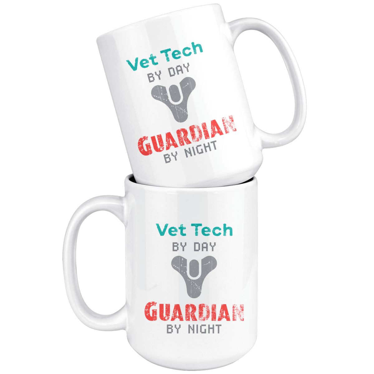 Vet Tech by Day, Guardian by Night 15oz Coffee Mug, Unique Gift for Video Gamers and Destiny Fans. Eyes up Guardian! - Caliber Shop